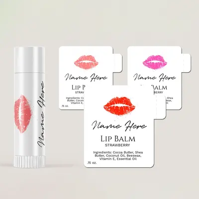 Lip Balm Labels displayed with the closure detail visible
