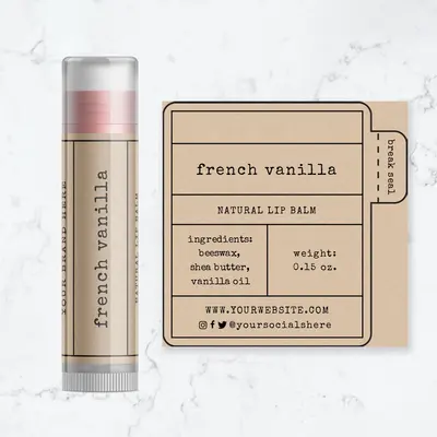 Lip Balm Labels shown at an angle that reveals the depth of the pack