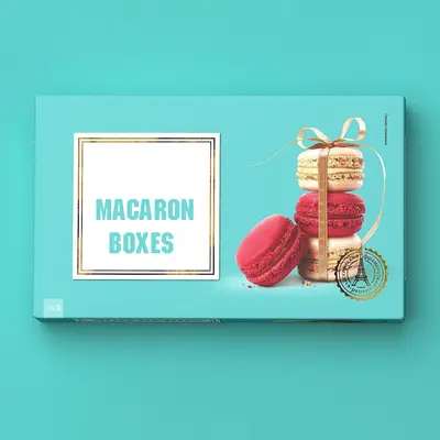 Macaron Boxes photographed from a second angle showing the side panel