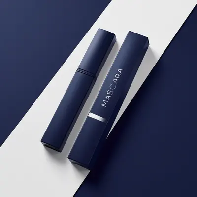 Mascara Boxes shown at an angle that reveals the depth of the pack