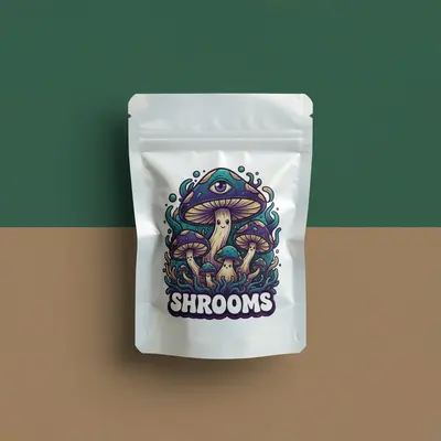 Mushroom Mylar Bags shown as a finished custom-printed pack