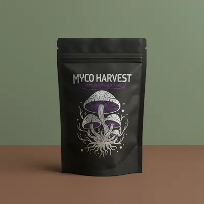 Mushroom Mylar Bags displayed with the closure detail visible
