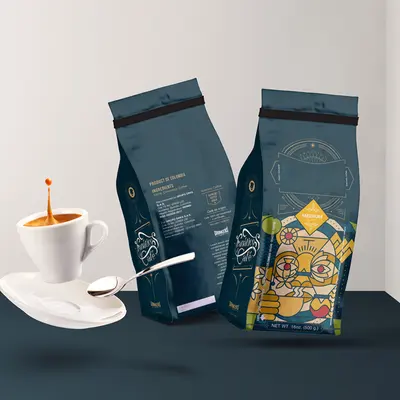 Mylar Coffee Bags shown as a finished custom-printed pack