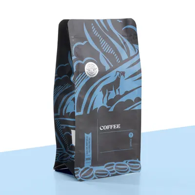 Mylar Coffee Bags shown at an angle that reveals the depth of the pack
