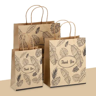 Paper Bags with Handles presented alongside its printed surface detail