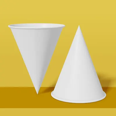 Paper Cone Cups presented alongside its printed surface detail