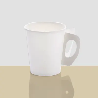 Paper Cups with Handle photographed from a second angle showing the side panel