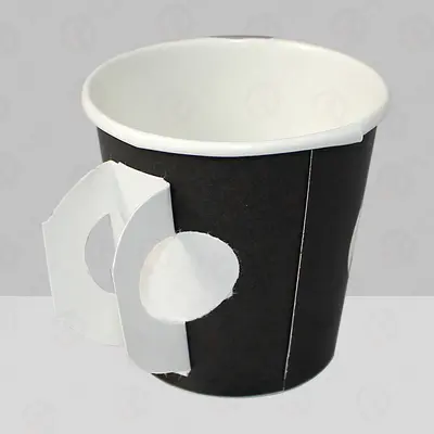 Paper Cups with Handle shown at an angle that reveals the depth of the pack