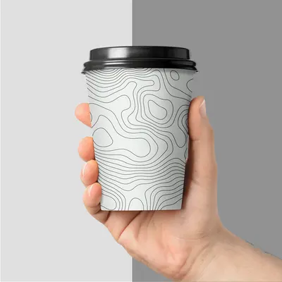 Paper Cups with Lids presented alongside its printed surface detail