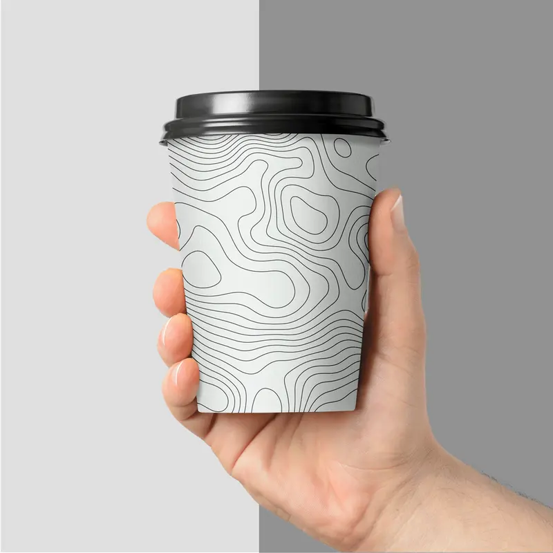 Paper Cups with Lids produced as custom printed cups