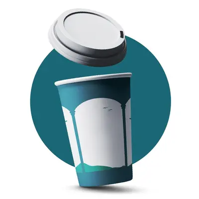 Paper Cups with Lids photographed to show the finish across the panel