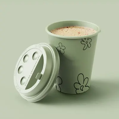 Paper Cups with Lids shown in a retail presentation setting