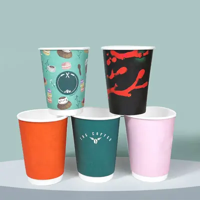 Paper Cups presented alongside its printed surface detail