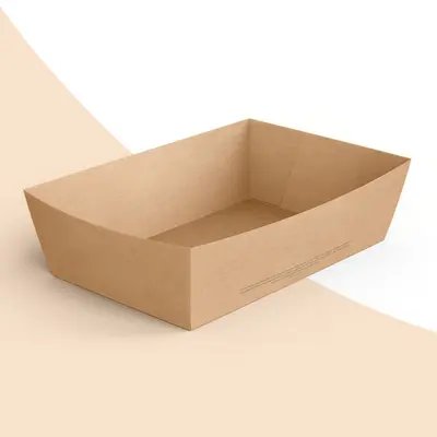 Paper Food Trays shown in a retail presentation setting