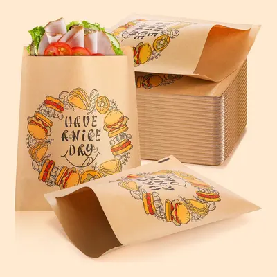 Paper Sandwich Bags shown at an angle that reveals the depth of the pack
