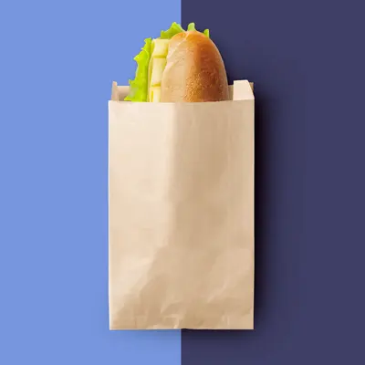 Paper Sandwich Bags presented alongside its printed surface detail