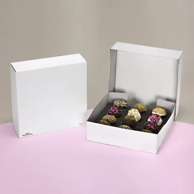 Pastry Boxes shown at an angle that reveals the depth of the pack