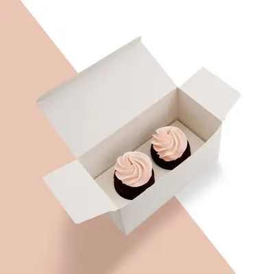 Pastry Boxes presented alongside its printed surface detail