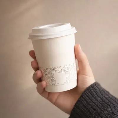 Personalised Paper Cups photographed from a second angle showing the side panel