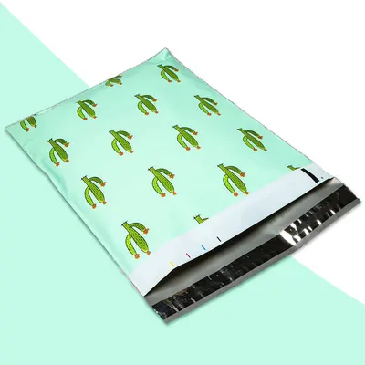 Personalised Poly Mailers photographed from a second angle showing the side panel
