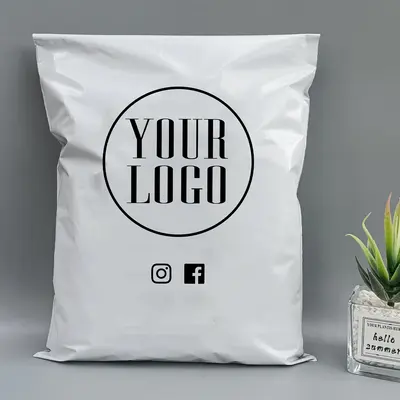 Personalised Poly Mailers presented alongside its printed surface detail