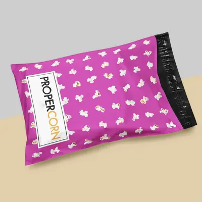 Personalised Poly Mailers shown in a retail presentation setting