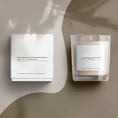 Personalized Candle Labels shown as a finished custom-printed pack