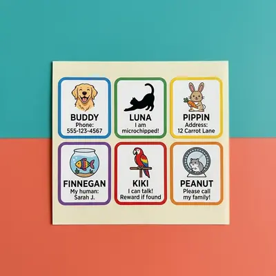 Pet Labels shown as a finished custom-printed pack