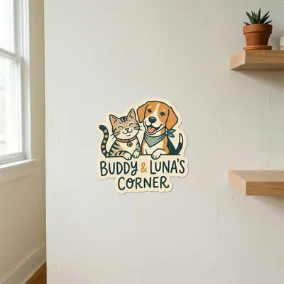 Pet Labels photographed from a second angle showing the side panel