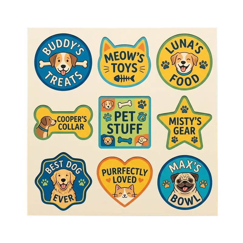 Pet Labels produced as custom labels