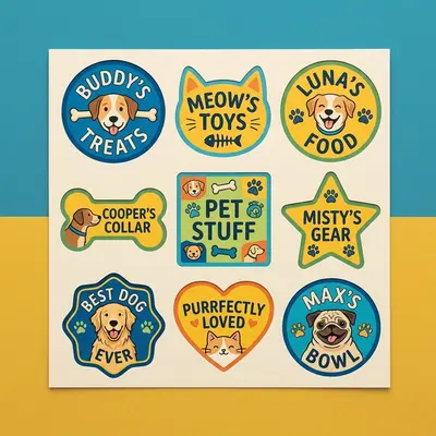 Pet Labels presented alongside its printed surface detail