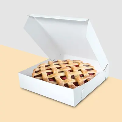 Pie Boxes photographed from a second angle showing the side panel