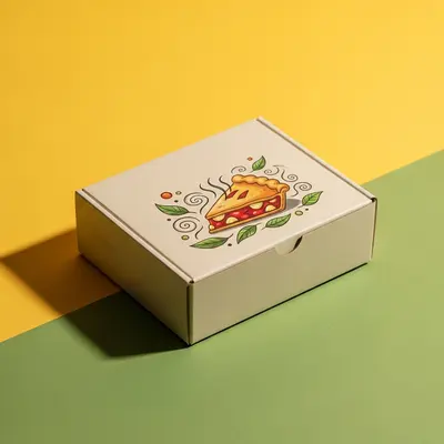 Pie Boxes presented alongside its printed surface detail