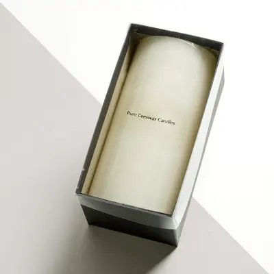 Pillar Candle Boxes shown as a finished custom-printed pack