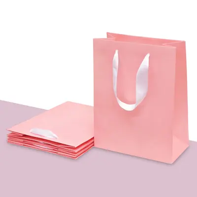 Pink Paper Bags photographed from a second angle showing the side panel