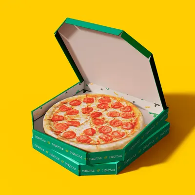 Pizza Boxes photographed from a second angle showing the side panel