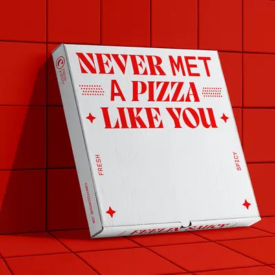 Pizza Boxes presented alongside its printed surface detail