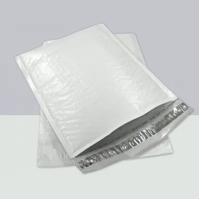 Plain Bubble Mailers displayed with the closure detail visible