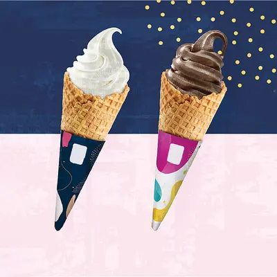 Polka Designs Ice Cream Cone Sleeves shown as a finished custom-printed pack