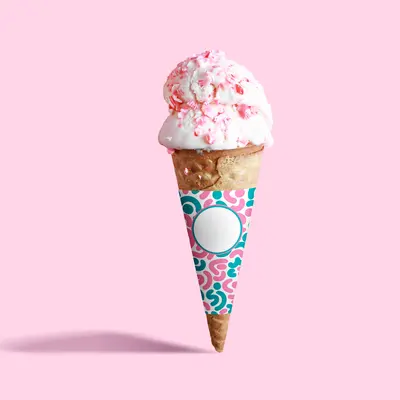 Polka Designs Ice Cream Cone Sleeves photographed from a second angle showing the side panel