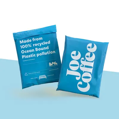 Poly Mailers with Tear Strip shown as a finished custom-printed pack