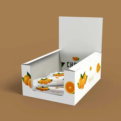 Pop Up Display Boxes shown at an angle that reveals the depth of the pack