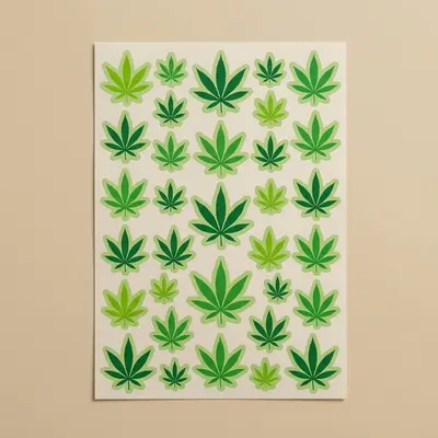 Pot Leaf Stickers shown as a finished custom-printed pack