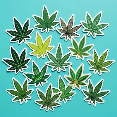 Pot Leaf Stickers shown at an angle that reveals the depth of the pack
