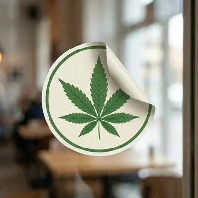 Pot Leaf Stickers shown in a retail presentation setting