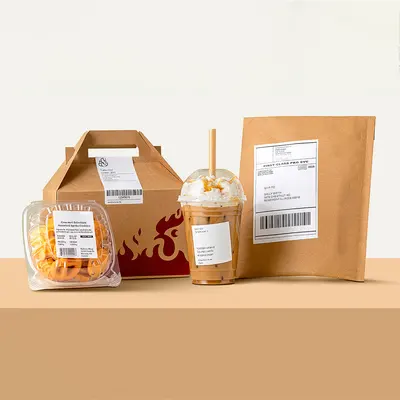 Pressure Sensitive Labels shown at an angle that reveals the depth of the pack