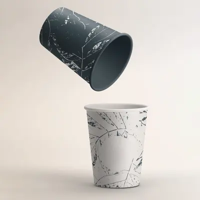 Printed Paper Cups photographed from a second angle showing the side panel