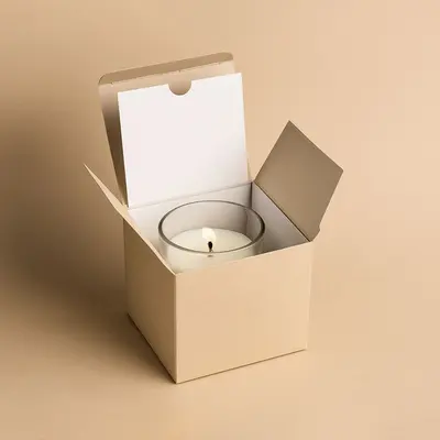 Retail Candle Boxes photographed from a second angle showing the side panel