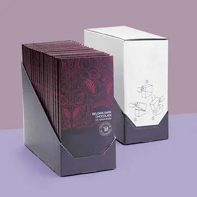 Retail Display Boxes presented alongside its printed surface detail