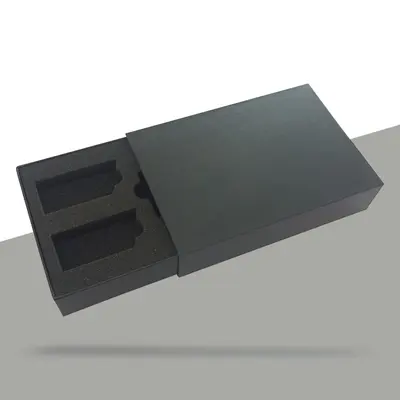 Rigid Boxes with Inserts photographed from a second angle showing the side panel